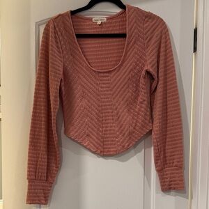 Moa Moa Dusty Rose Textured Blouse